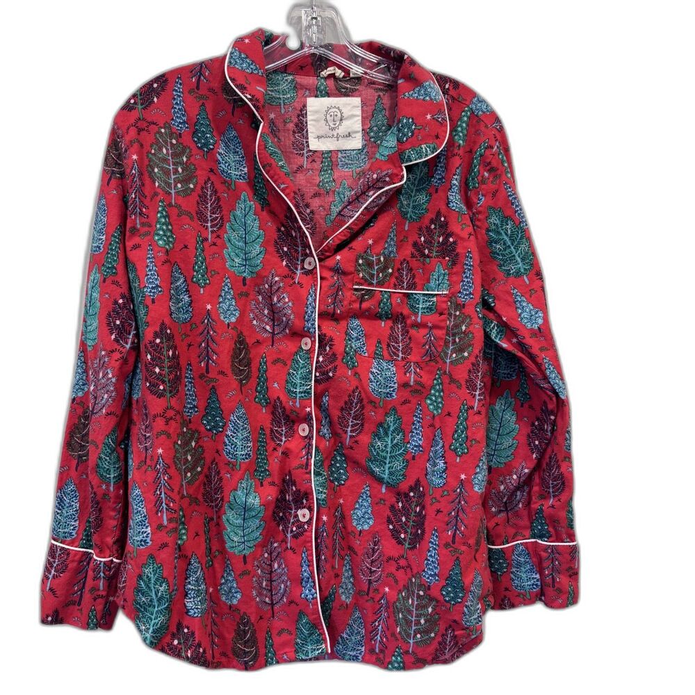 Printfresh Pajama Shirt Twinkling Trees Ruby Christmas Organic Cotton Women S